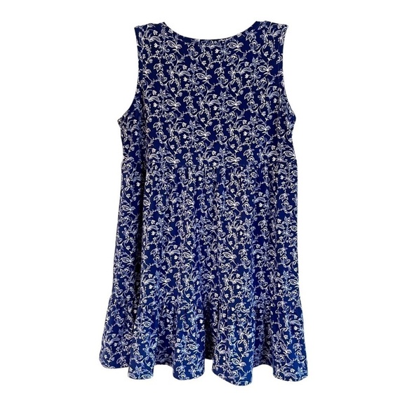 ULTRA FLIRT, WOMENS, NAVY BLUE WITH WHITE PRINT, SLEEVELESS, MINI DRESS. SIZE L - Picture 2 of 5